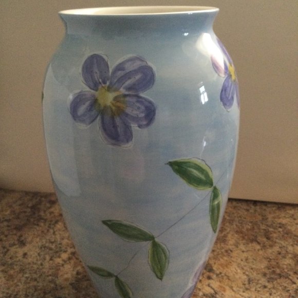 Big 13" porcelain vase made in Portugal flower & leaf decorative beautiful - Picture 4 of 6